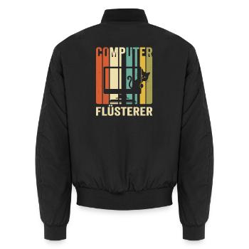 Computerflüsterer Katzenmotiv - Unisex Bomberjacke - Schwarz - Hinten - AI Model Male 185 light (185cm)
