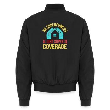 Insurance Agent Super Coverage Funny Insurance - Unisex Bomberjacke - Schwarz - Hinten - AI Model Male 185 light (185cm)