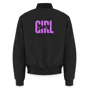 Sexy Girl – Fun Feminine Design - Unisex Bomber Jacket - black - Back - AI Model Male 185 light (185cm)
