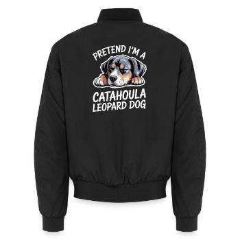 Louisiana Catahoula Leopard Dog Saying Gift - Unisex Bomber Jacket - black - Back - AI Model Male 185 light (185cm)