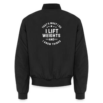 Je fais de la musculation et je connais les choses en salle de sport - Bomber unisexe - noir - Dos - AI Model Male 185 light (185cm)