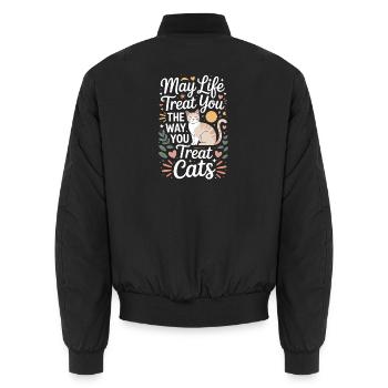 Katze May Life Treat You Cats Katzenmama Katzen - Unisex Bomberjacke - Schwarz - Hinten - AI Model Male 185 light (185cm)