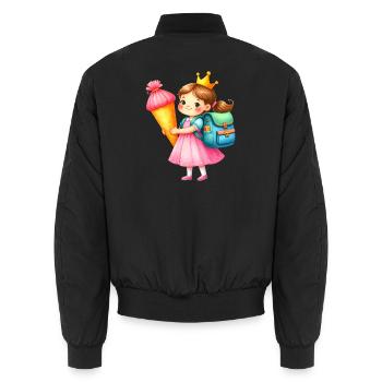 Kleine Prinzessin mit Krone & Schultüte – Schule - Unisex Bomberjacke - Schwarz - Hinten - AI Model Male 185 light (185cm)