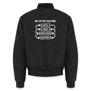 Erreur d’impression dans mes emails de routine café au bureau - Bomber unisexe - noir - Dos - AI Model Male 185 light (185cm)