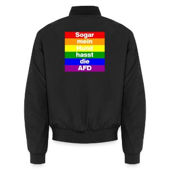 SOGAR MEIN HUND HASST DIE AFD, NO AFD NO NZS WEISS - Unisex Bomberjacke - Schwarz - Hinten - AI Model Male 185 light (185cm)