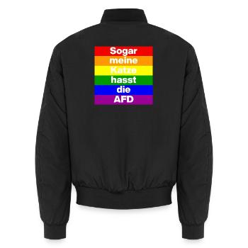 SOGAR MEINE KATZE HASST DIE AFD, NO AFD NO NZS  - Unisex Bomberjacke - Schwarz - Hinten - AI Model Male 185 light (185cm)