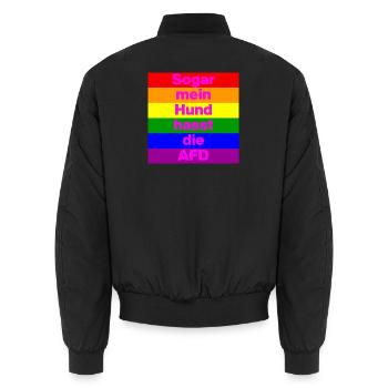 SOGAR MEIN HUND HASST DIE AFD, NO AFD NO NZS PINK - Unisex Bomberjacke - Schwarz - Hinten - AI Model Male 185 light (185cm)
