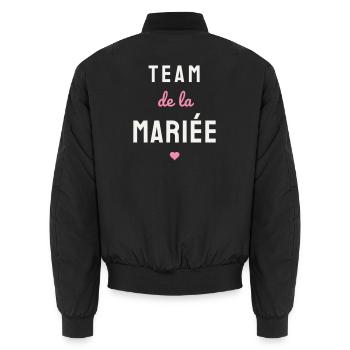 Team de la Mariée EVJF Coeur Mariage Fête Copines - Unisex Bomberjacke - Schwarz - Hinten - AI Model Male 185 light (185cm)
