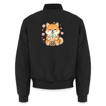 Shiba Inu Bubble Kawaii Doge Süß - Unisex Bomberjacke - Schwarz - Hinten - AI Model Male 185 light (185cm)