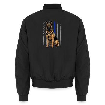 Belgische Malinois Blue Line US-Flagge - Unisex Bomberjacke - Schwarz - Hinten - AI Model Male 185 light (185cm)
