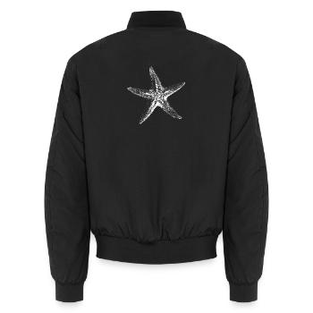 Seestern-Silhouetten-Salzwasser-Skizze - Unisex Bomberjacke - Schwarz - Hinten - AI Model Male 185 light (185cm)