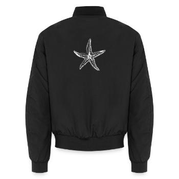 Seestern-Silhouette auf Schwarz - Unisex Bomberjacke - Schwarz - Hinten - AI Model Male 185 light (185cm)