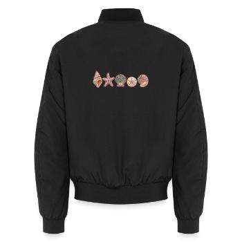 Coastal Cottagecore Clipart, Ocean Lover Gift - Unisex Bomber Jacket - black - Back - AI Model Male 185 light (185cm)