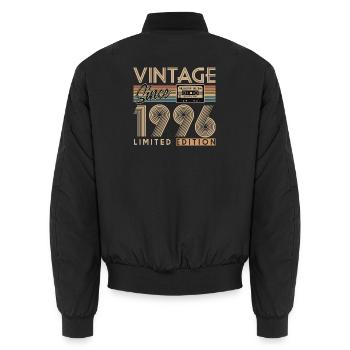 30th anniversary - Unisex Bomber Jacket - black - Back - AI Model Male 185 light (185cm)