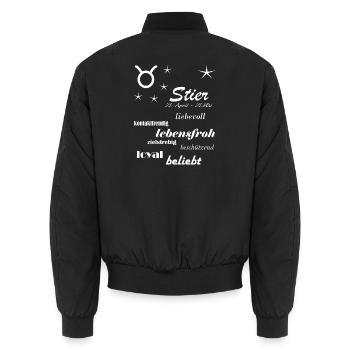 Stier_Sternzeichen - Unisex Bomberjacke - Schwarz - Hinten - AI Model Male 185 light (185cm)