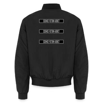 Science Fiction Addict Sci Fi Liebhaber Zitat Text - Unisex Bomberjacke - Schwarz - Hinten - AI Model Male 185 light (185cm)