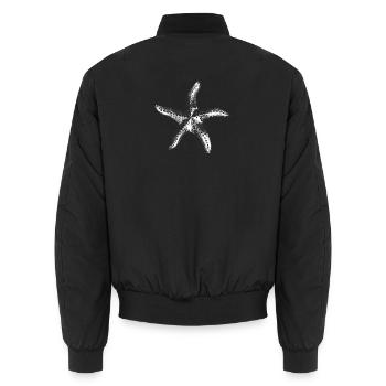 Minimal Starfish Silhouette - Unisex Bomber Jacket - black - Back - AI Model Male 185 light (185cm)
