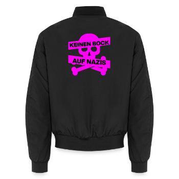 KEINEN BOCK AUF NAZIS, NO NZS, NO AFD, PINK SKULL - Unisex Bomberjacke - Schwarz - Hinten - AI Model Male 185 light (185cm)