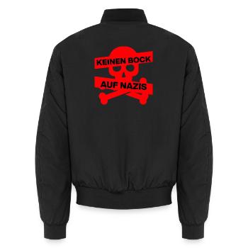 KEINEN BOCK AUF NAZIS, NO NZS, NO AFD, ROT - Unisex Bomberjacke - Schwarz - Hinten - AI Model Male 185 light (185cm)