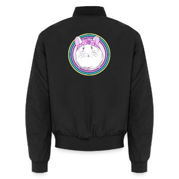 Chinchilla - Unisex Bomber Jacket - black - Back - AI Model Male 185 light (185cm)
