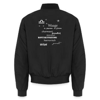 Waage_Sternzeichen - Unisex Bomberjacke - Schwarz - Hinten - AI Model Male 185 light (185cm)