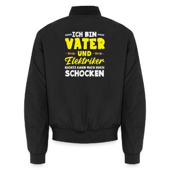 Vater Und Elektriker Spruch - Unisex Bomberjacke - Schwarz - Hinten - AI Model Male 185 light (185cm)