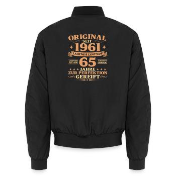 Original Baujahr 1961 geboren 65. Geburtstag - Unisex Bomberjacke - Schwarz - Hinten - AI Model Male 185 light (185cm)
