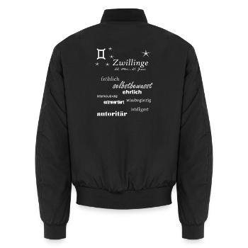 Zwillinge_Sternzeichen - Unisex Bomberjacke - Schwarz - Hinten - AI Model Male 185 light (185cm)
