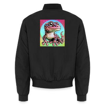 Gecko - Unisex Bomber Jacket - black - Back - AI Model Male 185 light (185cm)