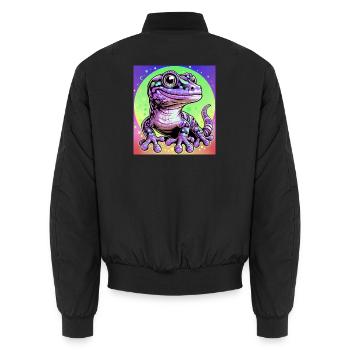 Gecko - Unisex Bomber Jacket - black - Back - AI Model Male 185 light (185cm)