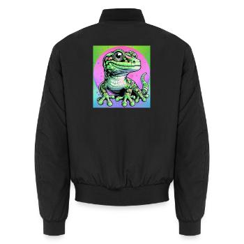 Gecko - Unisex Bomber Jacket - black - Back - AI Model Male 185 light (185cm)