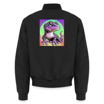 Gecko - Unisex Bomber Jacket - black - Back - AI Model Male 185 light (185cm)