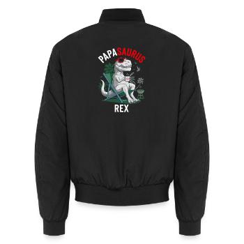 Papasaurus Rex Humour Fête des Pères Barbecue - Bomber unisexe - noir - Dos - AI Model Male 185 light (185cm)
