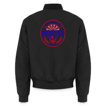 Darts Meister 2026, Bezirksliga Sieger Shirt - Unisex Bomberjacke - Schwarz - Hinten - AI Model Male 185 light (185cm)