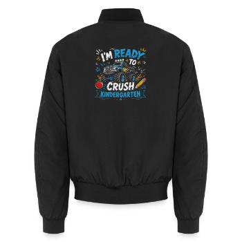 Ich bin bereit, den ersten Kindergartentag der Jungs zu meistern - Unisex Bomberjacke - Schwarz - Hinten - AI Model Male 185 light (185cm)