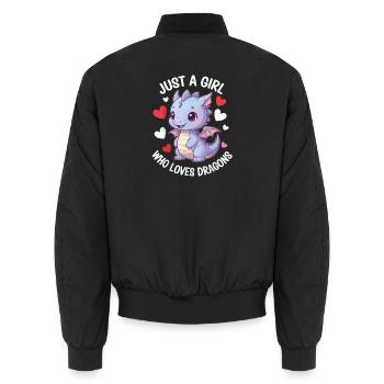 Juste une fille qui aime les dragons - Bomber unisexe - noir - Dos - AI Model Male 185 light (185cm)