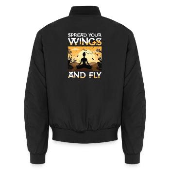 Déployez vos ailes et faites de la méditation de yoga au vol - Bomber unisexe - noir - Dos - AI Model Male 185 light (185cm)