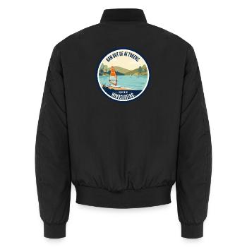KI Humor - Windsurfing - Unisex Bomberjacke - Schwarz - Hinten - AI Model Male 185 light (185cm)