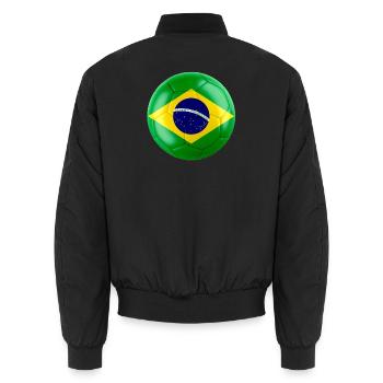 BRAZIL'S FLAG ON A FOOTBALL - Unisex Bomber Jacket - black - Back - AI Model Male 185 light (185cm)