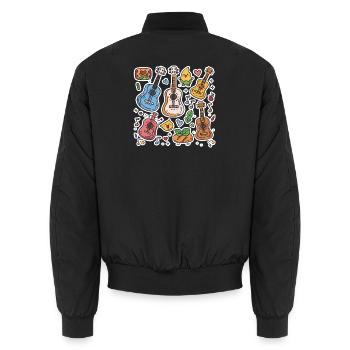 Style de bande dessinée au ukulélé - Bomber unisexe - noir - Dos - AI Model Male 185 light (185cm)