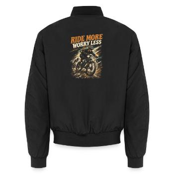 Ride More Worry Less Mountain Bike Trail Rider Art - Unisex Bomberjacke - Schwarz - Hinten - AI Model Male 185 light (185cm)