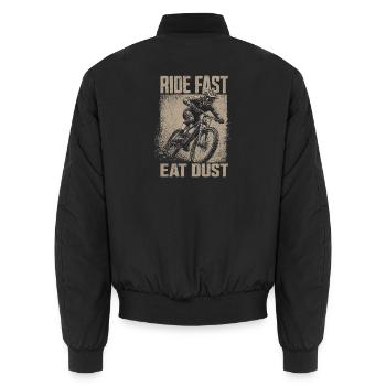 Ride Fast Eat Dust Mountain Bike Racer Graphic - Unisex Bomberjacke - Schwarz - Hinten - AI Model Male 185 light (185cm)
