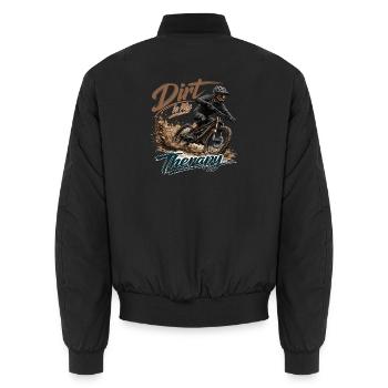 Dirt Is My Therapy Mountain Bike MTB Rider Graphic - Unisex Bomberjacke - Schwarz - Hinten - AI Model Male 185 light (185cm)