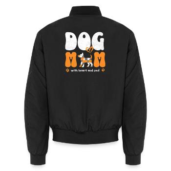 Dog Mom Hundemama Spruch Shirt Geschenk - Unisex Bomberjacke - Schwarz - Hinten - AI Model Male 185 light (185cm)