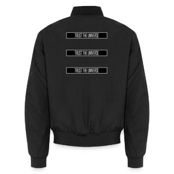 Trust The Universe Spirituell Universum Zitat Logo - Unisex Bomberjacke - Schwarz - Hinten - AI Model Male 185 light (185cm)