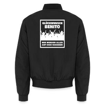 Geschenk für Benito - Unisex Bomberjacke - Schwarz - Hinten - AI Model Male 185 light (185cm)
