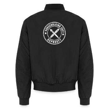 Vorschulkind 2027 – Stempel Emblem Bleistift Pinse - Unisex Bomberjacke - Schwarz - Hinten - AI Model Male 185 light (185cm)