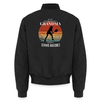 Cadeau de grand-mère tennisiste pour la fière grand-mère - Bomber unisexe - noir - Dos - AI Model Male 185 light (185cm)