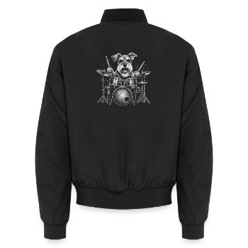 Schlagzeuger Schnauzer Rockmusik Hundehumor - Unisex Bomberjacke - Schwarz - Hinten - AI Model Male 185 light (185cm)