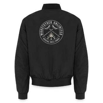 Grill à bâtonnets de saucisse - Bomber unisexe - noir - Dos - AI Model Male 185 light (185cm)